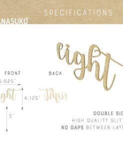 Alternative view of NANASUKO 8th Birthday Cake Topper - eight - Double Sided Glitter - Premium quality Made in USA