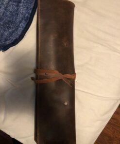 Hide & Drink, Rustic Knife Roll Case (5 pockets), Compact Carry-On Bag for Traveling Chefs & Cooks, Kitchen Tool Storage Organizer, Full Grain Leather, Handmade, Bourbon Brown 24 61x2kOOZpL