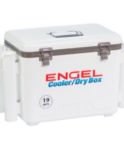 Engel UC19 19qt Leak-Proof, Air Tight, Fishing Drybox Cooler with Built-in Fishing Rod Holders, Also Makes The Perfect Small Hard Shell Lunchbox for Men and Women White 12 61x6achsIQL