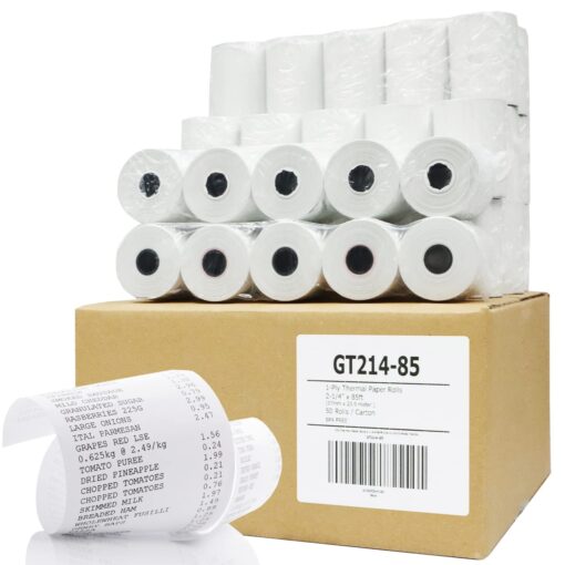 (50) Gorilla Supply 2 1/4 x 85 Thermal Paper Receipt Rolls Clover Mini Verifone VX510 VX570 FD50 T4220, 2.25 x 85 ft, POS/Cash Register Paper, BPA Free, 50 Rolls 2 1/4" X 85'