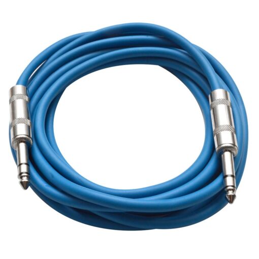 Seismic Audio Speakers TRS Male ¼” To TRS Male ¼” Patch Cable, 10 Foot Balanced Cord, Blue 10 feet