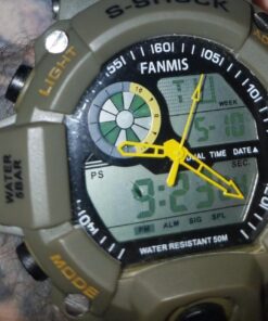 FANMIS Mens Analog Digital Dual Display Sports Watches Military Multifunctional 50M Waterproof LED Watch with Alarm Stopwatch Backlight 12H/24H Outdoor Running Swimming Green 28 61x7saISuoL