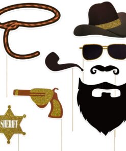 Amosfun West Cowboy Photo Booth Props Wild Western Cowboy Party Themed Decoration 18pcs 10 61x8vHhTGVL
