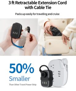NTONPOWER Travel Power Strip with USB Ports, Portable Small Power Strip with 3FT Wrapped Flat Plug Extension Cord, 2 Outlets 3 USB Ports, Non Surge Protector for Cruise Ship Hotel Black 2 Outlets 3 USB-A 1 Pack 42 61xEEzfr2ZL