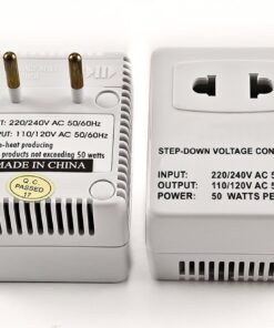 Simran SM-250R Step Down Voltage Converter 50 Watts for International Travel to 220 Volt Countries with Fuse Protection,White