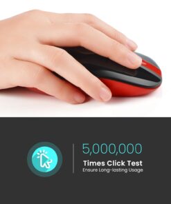 LeadsaiL Wireless Computer Mouse, 2.4G Portable Slim USB Mouse, Silent Click Cordless Mouse 3 Adjustable Levels, 4 Buttons Laptop Mouse for Windows Mac PC Notebook AA Battery-Red 28 61xG6sUabGL