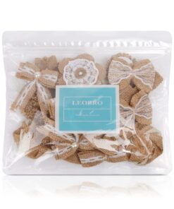 LEOBRO 24PCS Burlap Flowers, 8 Styles Natural Handmade Rustic Rose Flower Bowknot with Faux Pearls for DIY Craft Bouquets Home Wedding Christmas Party Decoration 25 61xGA1xiDjL