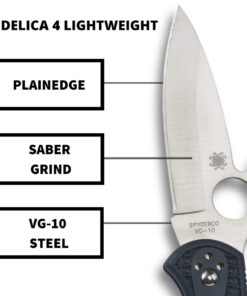 Spyderco Delica 4 Lightweight Signature Folding Knife with 2.90" Saber-Ground Steel Blade and Emerson Opener - Plainedge - C11PGYW 20 61xHgJluMkL