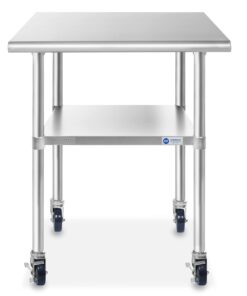 Alternative view of GRIDMANN NSF Stainless Steel Work & Prep Table 36 x 24 Inches with Caster Wheels and Under Shelf for Restaurant, Home, Hotel 36 in Long x 24 in Deep