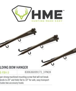 HME High-Quality Durable Secure Convenient Portable Folding Tree Stand Bow Hanger w/Two Accessory Hooks - Extends to 20", Folds to 10", 3 Pack 13 61xJJfL4uL