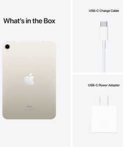 Apple iPad Mini (6th Generation): with A15 Bionic chip, 8.3-inch Liquid Retina Display, 64GB, Wi-Fi 6, 12MP front/12MP Back Camera, Touch ID, All-Day Battery Life – Starlight WiFi Without AppleCare+ 24 61xLQ sVDeL