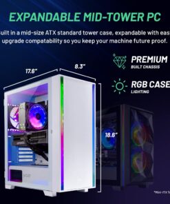 Skytech Gaming Shiva Gaming PC Desktop – AMD Ryzen 5 7600X 4.7 GHz, NVIDIA RTX 4060, 1TB NVME SSD, 32GB DDR5 RAM RGB, 600W Gold PSU, 11AC Wi-Fi, Windows 11 Home 64-bit,White 7600X | 4060 18 61xNcZaRCKL