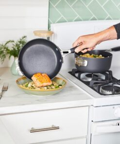 Calphalon Select Space-Saving Hard-Anodized Nonstick 9-Piece Cookware Set, Gray 6 61xOJEZskhL