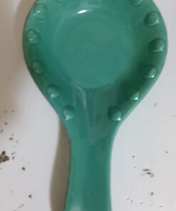 MyGift® Turquoise Ceramic Spoon Rest with Dot Design, Countertop Cooking Spoon and Ladle Holder 16 61xPKmMV8 L