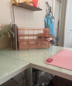 gianotter Paper Letter Tray Organizer with File Holder, 4-Tier Desk Accessories & Workspace Desk Organizers with Drawer and 2 Pen Holder for Office Supplies (Rose Gold) Rose Gold 32 61xS6M2FaoL 2