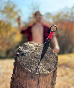 Perfect Point Throwing Knife Set – Set of 9 Throwers, Black Stainless Steel Blades w/Red Cord Wrapped Handles w/Chinese Inscription, Nylon Sheath, Well Balanced, Sport Knives – PP-060-9 18 61xTcKJlJwL