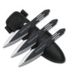 BladesUSA Perfect Point Throwing Knives – Set of 3 – Black/Satin Finish Blades w/ Thunder Bolt Etching, Black Stainless Steel Handles, Nylon Sheath, Full Tang, Well Balanced, Sport Knives – RC-595-3 5.5" 12 61xVbfKT0uL