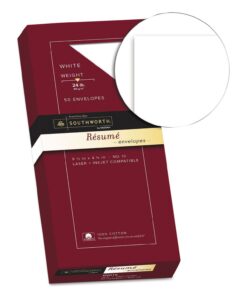 Southworth R1410L 100% Cotton #10 Resume Envelope 4 1/8 x 9 1/2 White 24lb Wove 50/Box (SOUR1410L) 4 61xWokCZ2L