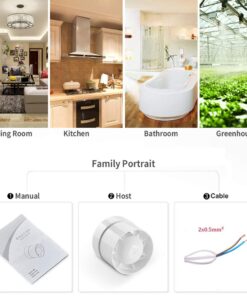 SAILFLO 4 Inch Duct Inline Fan 76 CFM 110V 12W for Bathroom Vent Room Basement Greenhouse Attic Kitchen (4"/100mm) 100mm 15 61xXpRGe4UL