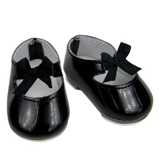 Sophia's Patent Leather Mary Jane Style Tap Shoes with Bow and Silver Tap Plates for 18 Inch Dolls, Black