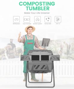 Alternative view of Garden Compost Bin from BPA Free Material, Dual Rotating Outdoor Composting Tumblers (43 Gallon,Black) Black