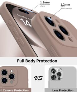bicol Compatible with iPhone 15 Pro Max Case with Screen Protector,Enhanced Camera Lens Protection,Soft Liquid Silicone Protective Cover,Slim Fit Protective Phone Case 6.7" Light Brown iPhone 15 Pro Max 6.7" Nice Light Brown 11 61xeSo6CRSL