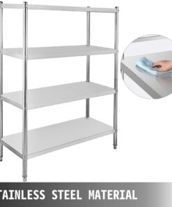 Happybuy Stainless Steel Shelving 47x18.5x60 Inch 4 Tier Stainless Steel Shelving Unit Shelving Units and Storage Heavy Duty Shelf for Kitchen Commercial Office Garage Storage 330lb Per Shelf 18 61xerLf9cCL