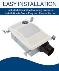 Broan 100HL Bathroom Fan, 100 CFM for 4" Ducts w/100W Max Incandescent Light (Not Included) & Heater - White 16 61xgCxcuIwL 2