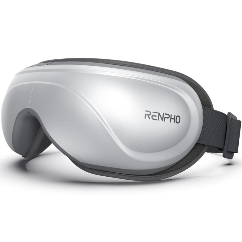 RENPHO Eyeris 2 Extended - Eye Massager with Heating Pad for Migraines, Heated Eye Mask for Relax, Eye Care, Face Massager for Eye Strain Eye Bags Dry Eyes, Improve Sleep, Ideal Birthday Gift Sliver