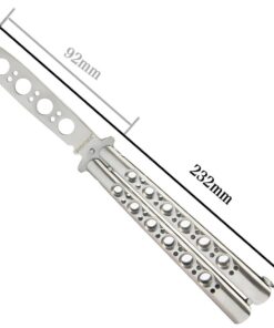 VORNNEX Practice Butterfly Knife Trainer,Full Stainless Steel Unsharpened 100% Safe Dull Balisong Knives Trainer Butterfly Comb for Training(Silver) 16 61xh6FpxxnL
