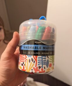 Amazon Basics Washable Round Tip Assorted School Marker Pens, Pack of 24 Colors 54 61xhPGOKI8L