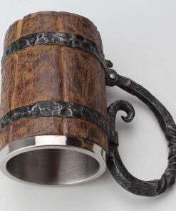 550ML Viking Beer Mug, Stainless, Whiskey Barrel Cup ,Viking wood style Beer mug ,Wooden Gift Antique Men's Barrel Capacity 15 61xizTKF7oL