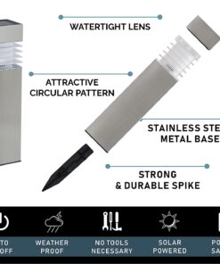 Morvat LED Auto Solar Powered Outdoor Path Lights with Stainless Steel & Durable Plastic for Garden Yard & Pathway, Bright Waterproof Landscape & Patio Lighting, Dusk to Dawn, White Light, 8 Pack 14 61xjhIb7yZL 2