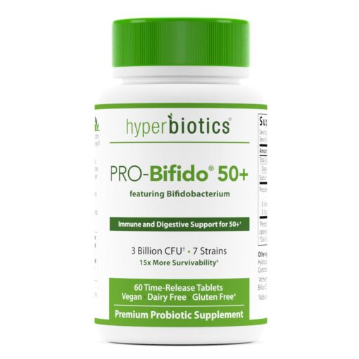 Hyperbiotics Vegan Pro Bifido Tablets | Probiotics for Women & Men, Adults Over 50 | Digestive Health, Immune Support | Nutritional Supplement, Time Released | 60 Count