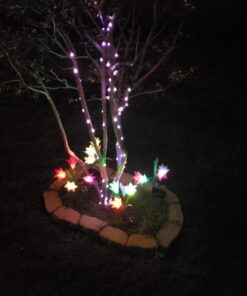 Outdoor Solar Garden Stake Lights - Doingart 2 Pack Solar Powered Lights with 8 Lily Flower, Multi-Color Changing LED Solar Decorative Lights for Garden, Patio, Backyard (Purple and White) Purple & White 19 61xlxLAVRHL