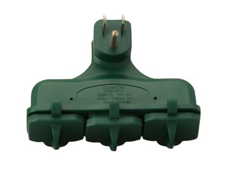 Woods 13270 3-Outlet Adapter, Indoor or Outdoor (Weatherproof), Green (Green)