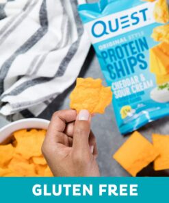 Quest Nutrition Cheddar & Sour Cream Protein Chips, Low Carb, Gluten Free, Potato Free, Baked, Pack of 8 1.7 Ounce (Pack of 8) 24 61xqdlV BLL