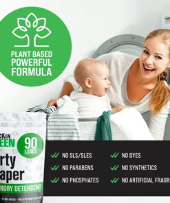 Rockin' Green Laundry Detergent, Plant based, All Natural Laundry Detergent Powder, Vegan and Biodegradable Odor Fighter, Safe for Sensitive Skin (Baby Cloth Diaper 90 Loads -Unscented) Dirty Diaper 11 61xtAxRKFRL