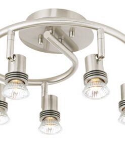 Pro Track 5-Head LED Ceiling Track Light Fixture Kit GU10 Directional Adjustable Silver Brushed Nickel Finish Metal Industrial Spiral Kitchen Bathroom Living Room Dining Hallway Bedroom 15 3/4" Wide Satin Nickel 11 61xtVZdyVL