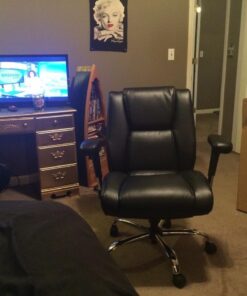 Flash Furniture HERCULES Series Big & Tall 400 lb. Rated Black LeatherSoft Ergonomic Task Office Chair with Chrome Base and Adjustable Arms 1 37 61xv1IB5BcL