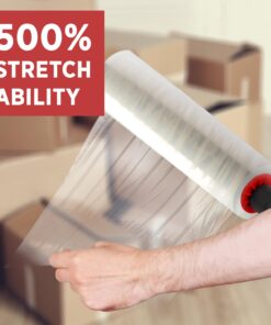 Stretch Wrap Roll with Handle 15” x 1000Ft – 80 Gauge – Heavy Duty Plastic Shrink wrap Roll with Rotating Handles for Pallet Wrap Film - Plastic Wrap for Moving Supplies - Shrink Wrap for Moving, 15 Inch 17 61xvVRFUpGL