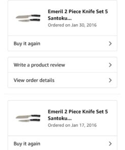 Emeril Lagasse Razor Sharp 2 Piece Chef Knife Set - 5 inch Santoku Knife, 3.5 Inch Stainless Steel Paring Knife, Forged Steel Clad Emerilware - Black Handles 17 61xxFQQRFsL