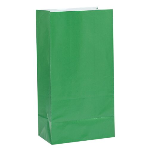 Vibrant Green Paper Party Bags (Pack of 12) - Premium Quality, Perfect for Celebrations & Gifts 12 Count (Pack of 1)