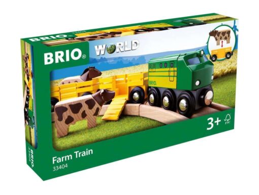 Brio World 33404 - Farm Train - 5 Piece Wooden Toy Train Set for Kids Age 3 and Up