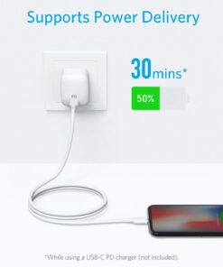 Anker 321 USB-C to Lightning Cable (6ft,White), for iPhone 13 Pro 12 Pro Max 12 11 X XS, AirPods Pro, Supports Power Delivery (Charger Not Included) MFi Certified 6ft White 33 61xzB GVWhL