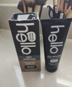 Hello Activated Charcoal Epic Teeth Whitening Fluoride Free Toothpaste, Fresh Mint and Coconut Oil, Vegan, SLS Free, Gluten Free and Peroxide Free, 4 Ounce 4 Ounce (Pack of 1) 31 61y Rr0tSuL