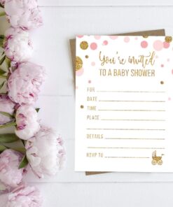 Andaz Press Blush Pink Gold Glitter Girl Baby Shower Party Collection, Games, Activities, Decorations, Blank Invitations with Envelopes, 20-pack Invitations Baby Blank 10 61y28ayhSeL