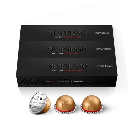 Nespresso Vertuo Melozio Decaffeinato, Medium Roast Espresso, 10 Count (Pack of 3) Coffee Capsules (VERTUO ONLY) 10 Count (Pack of 3)