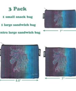 Alternative view of ARTOVIDA Artists Collective Dual Layer Reuseable Sandwich Baggie | Snack and Sandwich Bags with Zipper (Set of 3) - Design by Amy Diener (USA) - Mythical Unicorn Amy Diener-Mythical Unicorn-Baggie