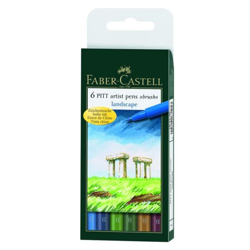 Faber-Castell Faber-Castel Faber-Castell FC167105 Pitt Artist Color Brush Wallet Set (6 Pack), Landscape, Assorted Pitt Artist Brush Pen Wallets - Landscape Set